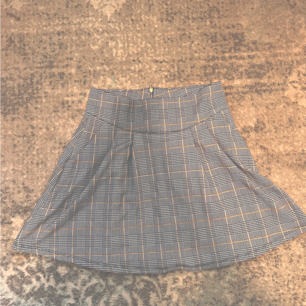 BLUE AND YELLOW PLAID SKIRT
